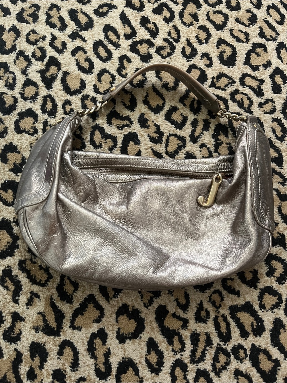 Y2K Juicy Couture Metallic Gold Leather Hobo Shoulder Bag